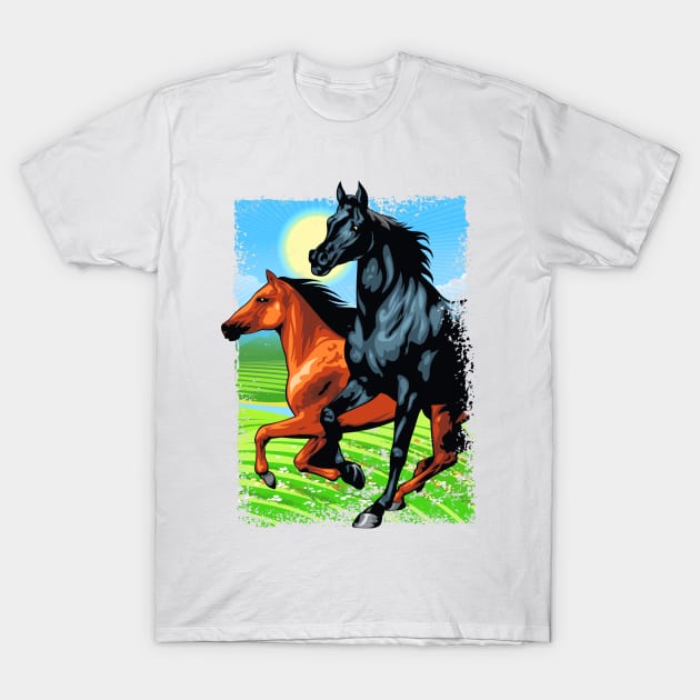 Horse riding - horse Farm - Nature - Horses T-Shirt by BigWildKiwi